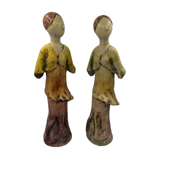 Vintage Ceramic Figurines Sculptures Hand made and signed by AT 17" Tall - Picture 3 of 15